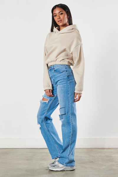 Tommy Distressed Wide Leg Jeans