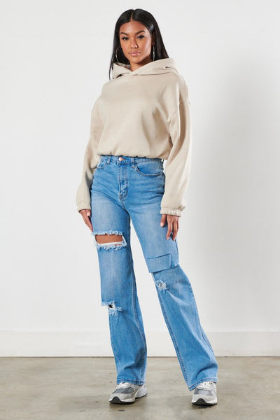 Tommy Distressed Wide Leg Jeans