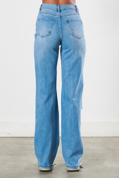 Tommy Distressed Wide Leg Jeans