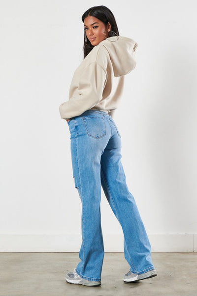 Tommy Distressed Wide Leg Jeans